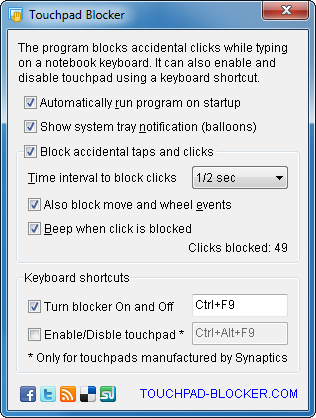Screenshot of Touchpad Blocker software Screenshot of Touchpad Blocker
